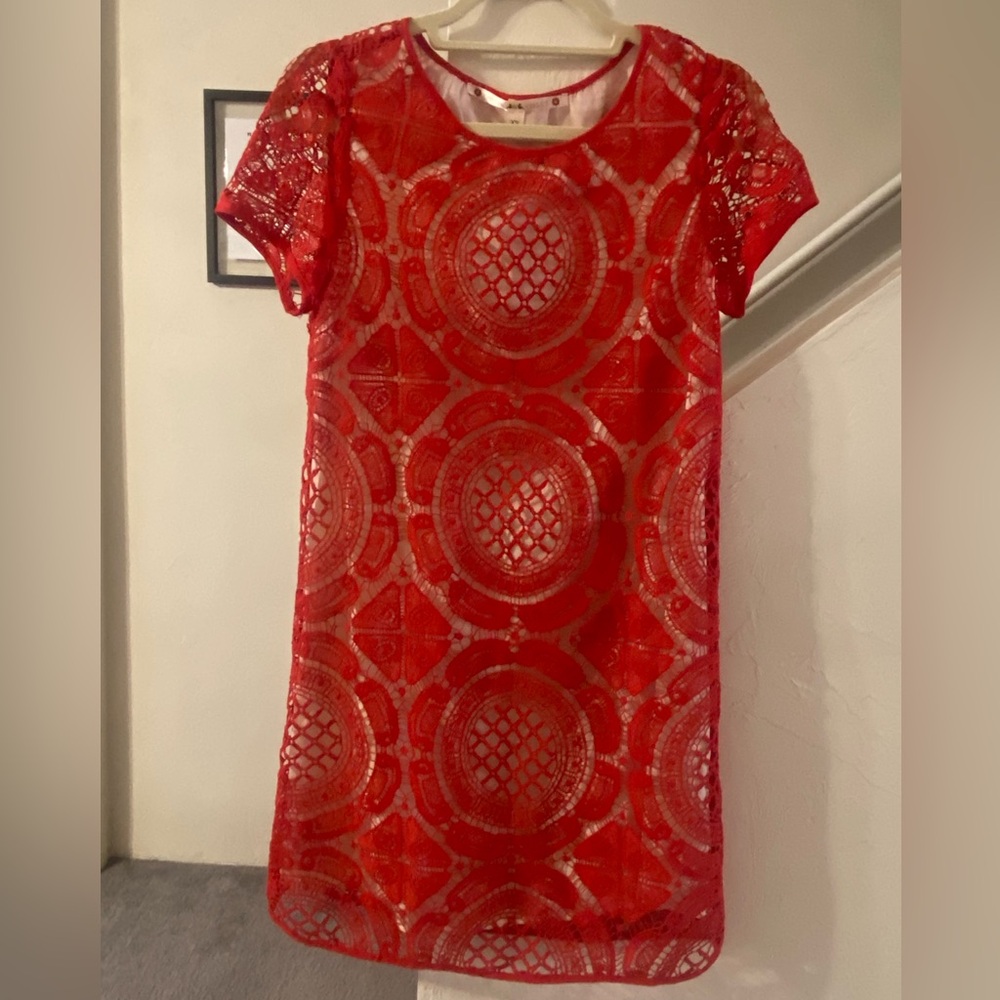 Chelsea and Violet  Red crotchet dress